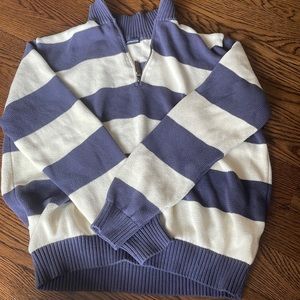 Brandy Melville striped quarter zip. Blue and white